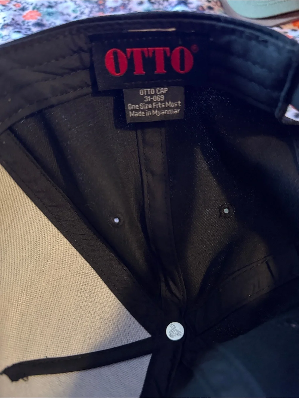 OTTO Black Cap with White Embroidered Slogan
